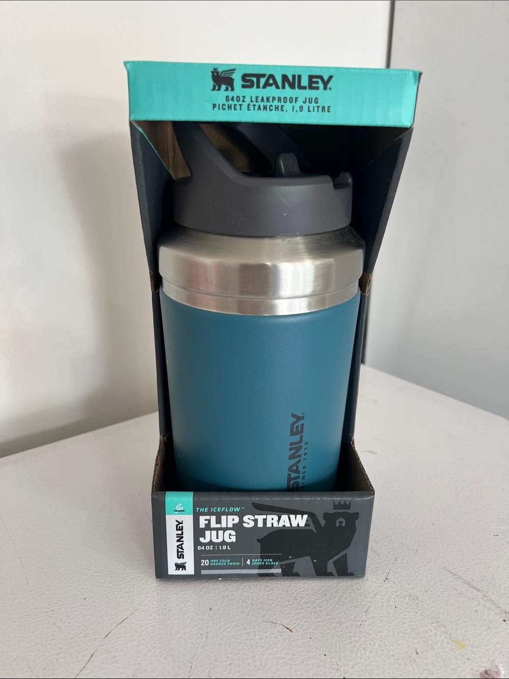 NWT Stanley Flip Straw Jug - Teal Blue with Stainless 64oz